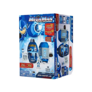 Verpakking van de Mega Man Fully Charged Mega Buster Lab speelset met 14 onderdelen